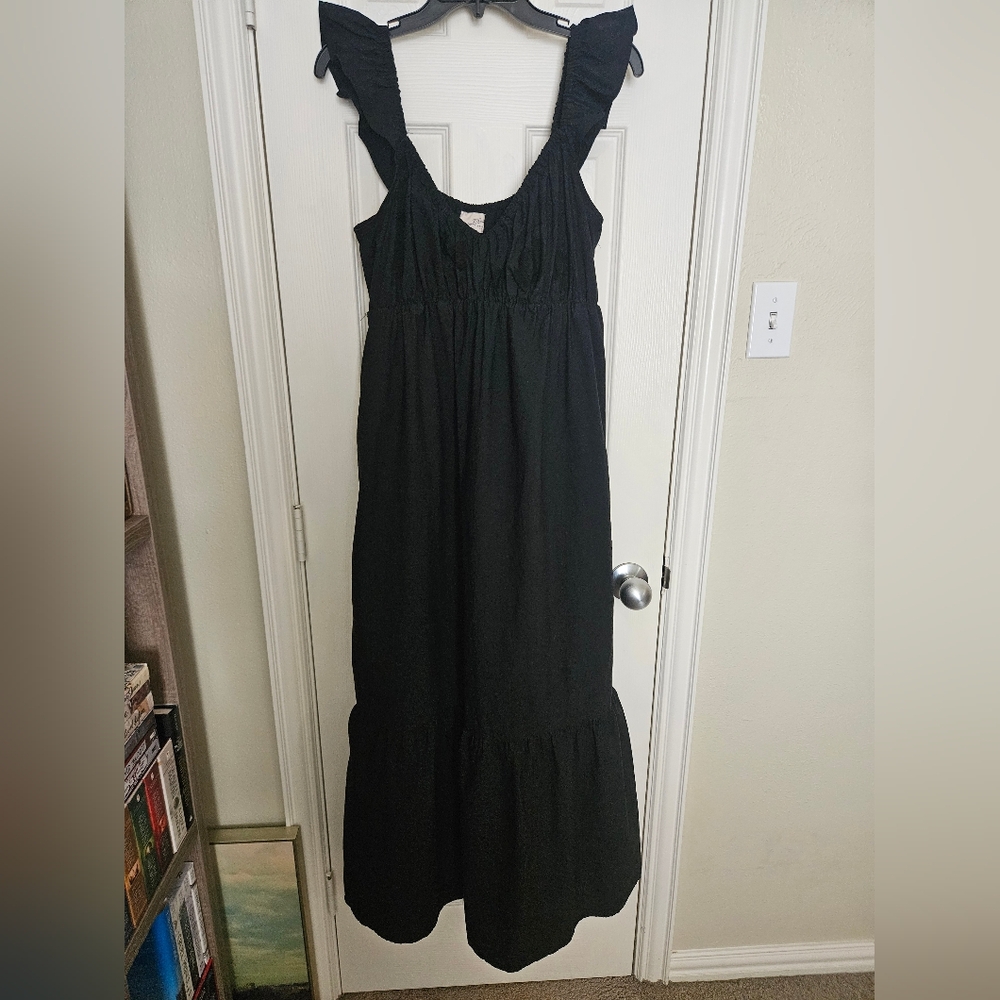 Women's Flutter Cap Sleeve Maxi A-Line Dress
